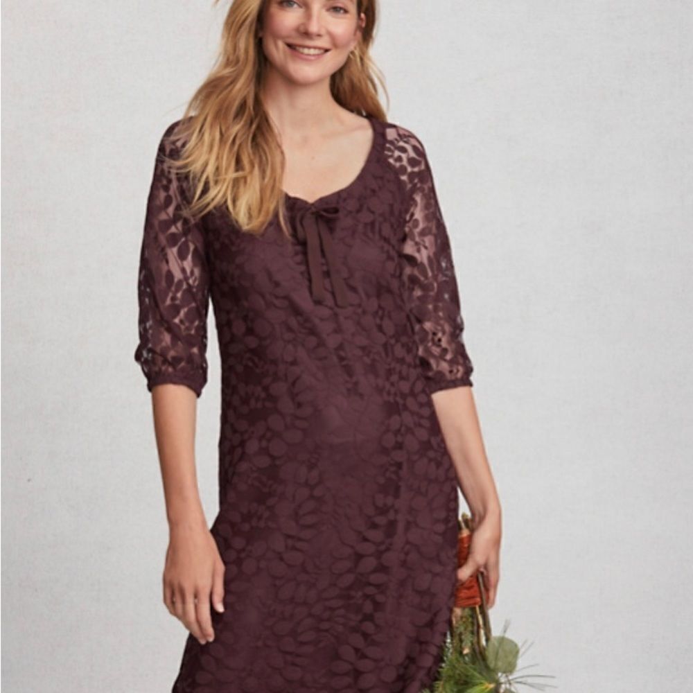 Garnet Hill Bohème Easy Lace Dress in Purple Garnet Sz 16